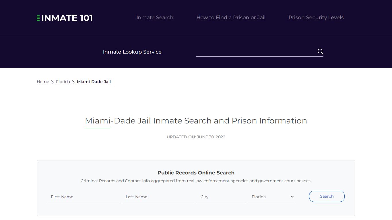 Miami-Dade Jail Inmate Search and Prison Information